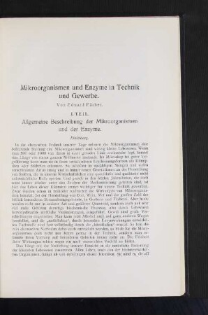 Mikroorganismen und Enzyme in Technik und Gewerbe.