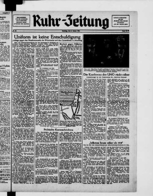 Ruhr-Zeitung ; Ausgabe G ; Gelsenkirchen, Bottrop/Gladbeck