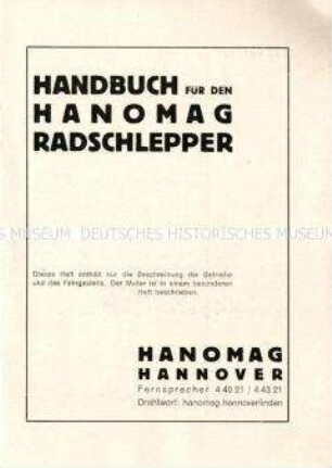 Handbuch für den Radschlepper