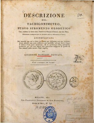 Descrizione del tachigonimetro nuovo stromento geodetico : Con tav. in rame