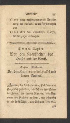 Erster Abschnitt. Von den Krankheiten des Halses und innern Mundes