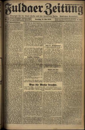 Erste Ausgabe vom Sonntag, den 18. Mai 1930.