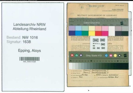 Entnazifizierung Aloys Epping , geb. 01.10.1901 (Bauunternehmer)