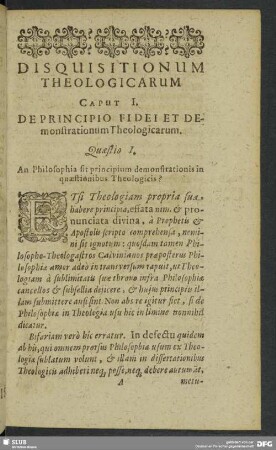 Caput I. De Principio Fidei Et Demonstrationum Theologicarum