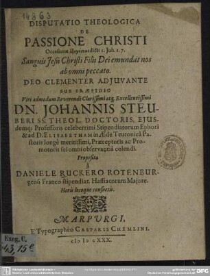 Disp. theol. de passione Christi