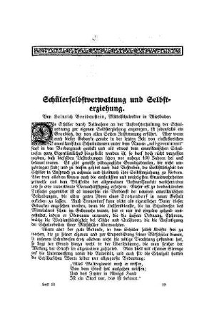 Schülerselbstverwaltung und Selbsterziehung