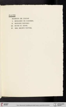 Marius de Zayas [list of plates]