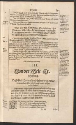 IIII. Von der Welt Erschaffung.
