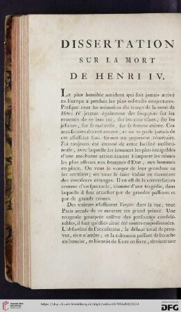 Dissertation sur la mort de Henri IV.