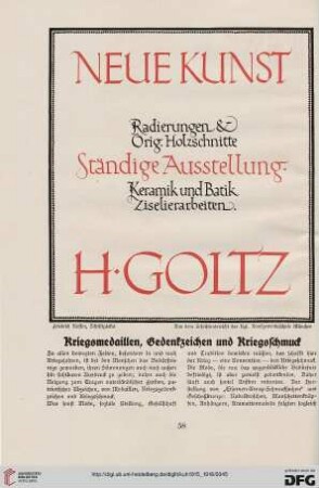 Kriegsmedaillen, Gedenkzeichen und Kriegsschmuck