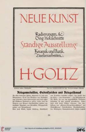 Kriegsmedaillen, Gedenkzeichen und Kriegsschmuck