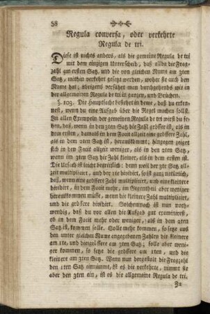 Regula conversa, oder verkehrte Regula de tri. - Regular positionum oder Falsi.