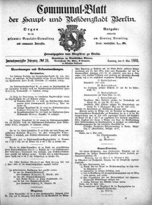1881,19: No. 19, 8. Mai 1881