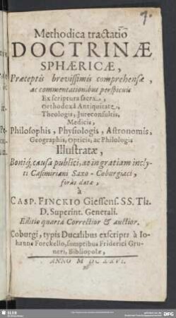 Methodica tractatio doctrinae sphaericae