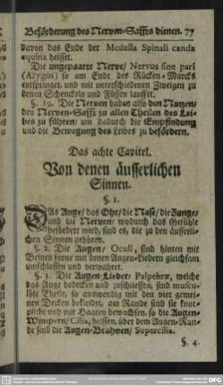 Das achte Capitel. Von denen äusserlichen Sinnen