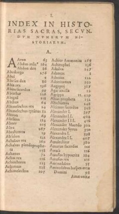 Index In Historias Sacras ...