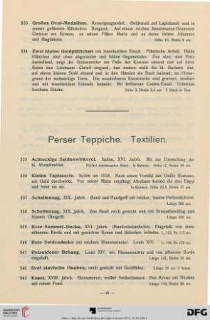 Perser Teppiche. Textilien (Nr. 535-582)