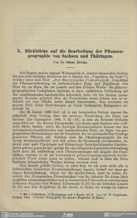 Rückblicke aud die Bearbeitung der Pflanzengeographie von Sachsen und Thüringen