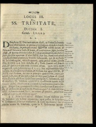Locus III. De SS. Trinitate