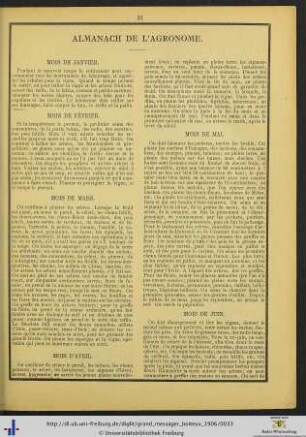 Almanach de l'Agronome.