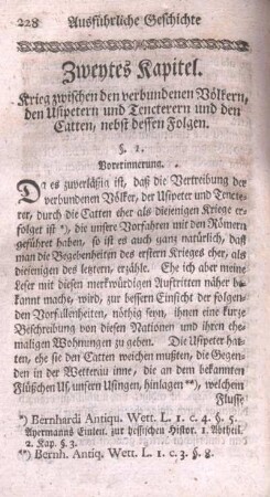 Zweytes Kapitel. Krieg zwischen den verbundenen Völkern, den Usiptern und Tencterern und den Catten, nebst dessen Folgen.
