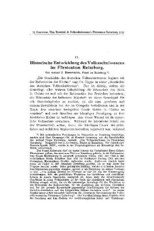 Historische Entwicklung des Volksschulwesens im Fürstentum Ratzeburg
