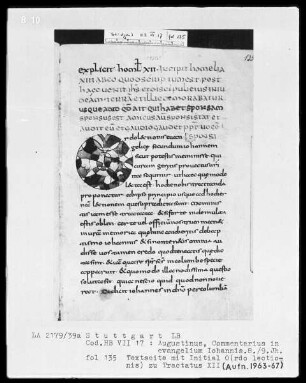Augustinus, Tractatus in Evangelium Johannis — Initiale O(rdo lectionis), Folio 135recto