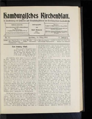 Nr. 11. Hamburg, 15, März 1914. 11. Jahrgang.