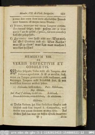 Membrum VIII. De Verbis Defectivis Et Obsoletis.