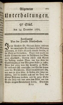 97 Stück. den 14 December 1771.