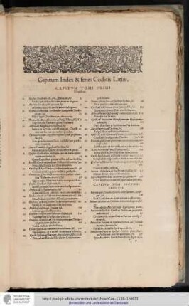 Capitum Index & series Codicis Latini