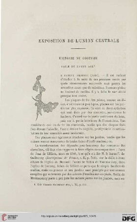 2. Pér. 11.1875: Histoire du costume, Salle du Moyen Âge, [2] : exposition de l'Union Centrale