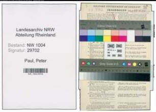 Entnazifizierung Peter Paul , geb. 12.09.1907 (Baeckermeister)