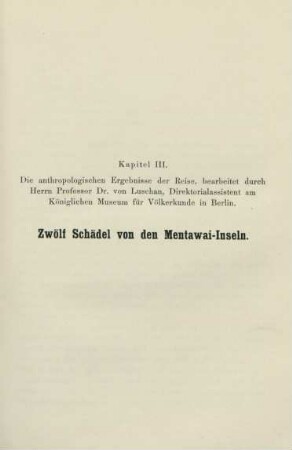 Kapitel III. Zwölf Schädel von den Mentawai-Inseln