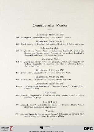 Gemälde alter Meister (Nr. 188-237)