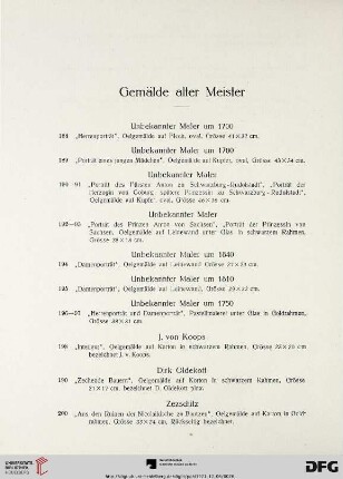 Gemälde alter Meister (Nr. 188-237)