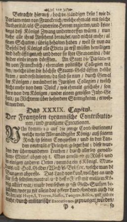 Das XXXIX. Capitul. Der Frantzosen tyrannische Contributionen/ und grausame Executionen