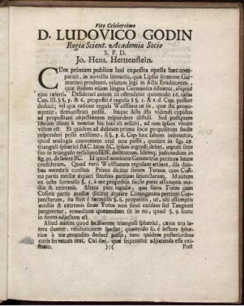 Vivo Celeberrimo D. Ludovico Godin. Praefatio ad Lectorem.