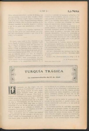 Turquía trágica : La contrarevolución del 13 de Abril