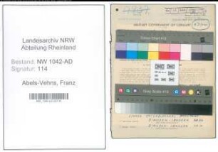 Entnazifizierung Franz Abels-Vehns , geb. 17.08.1889 (Landwirt)