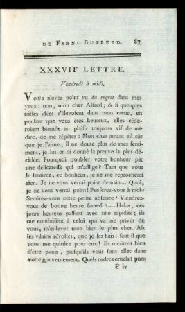 XXXVIIe Lettre. Vendredi à midi.