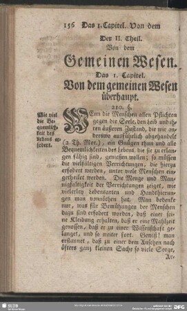 Der II. Theil. Von dem Gemeinen Wesen