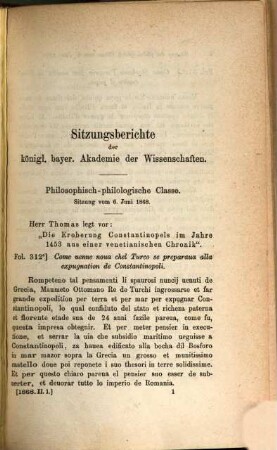 Sitzungsberichte der Königl. Bayerischen Akademie der Wissenschaften zu München, 1868, 2