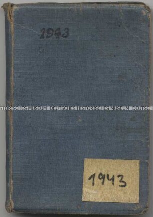 Taschenkalender von 1943 mit Tagebucheinträgen eines Offiziers der Wehrmacht