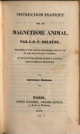 Instruction pratique sur le Magnétisme animal