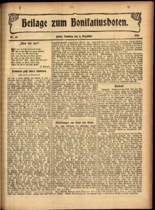 Zweite Ausgabe vom Sonntag, den 04. Dezember 1910.