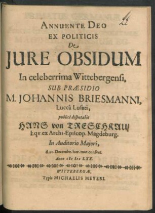 Ex Politicis De Iure Obsidum