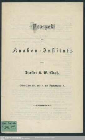 Prospekt des Knaben-Instituts