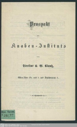 Prospekt des Knaben-Instituts