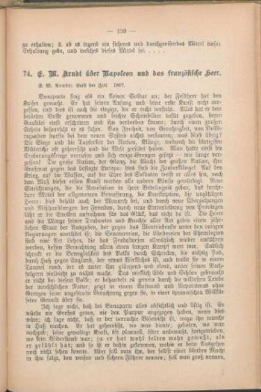 74. E. M. Arndt über Napoleon und das französische Heer.